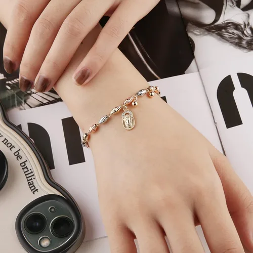 Miniatura 19 de HZMAN Pulsera de cruz con cuentas de rosario virgen de Guadalupe ajustable para mujer, regalo de joyería