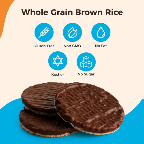Miniatura 6 de LIEBERS - Pasteles de arroz de chocolate negro, paquete de aperitivos, paquete de regalo, sin lácteos kosher, sin gluten, total de 24 pasteles