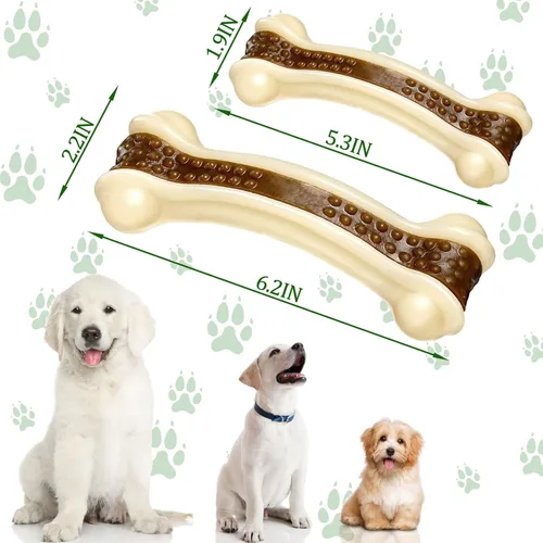 Miniatura 2 de Sosation Juguetes para perros en forma de huesos para masticadores agresivos, paquete de 2 juguetes navideños para masticar perros, dentición