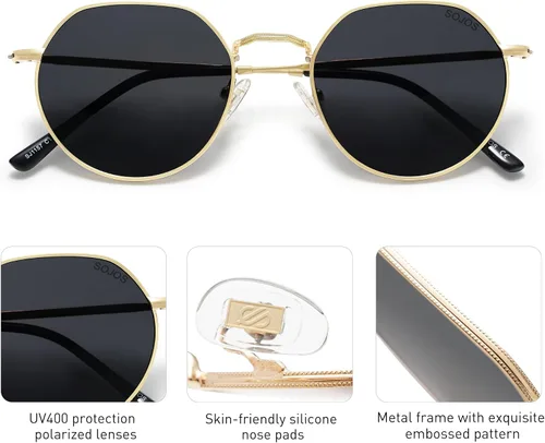 Miniatura 25 de SOJOS Gafas de sol polarizadas redondas de polígono para mujeres y hombres, retro, clásicas, vintage, Panto octogonales, SJ1157