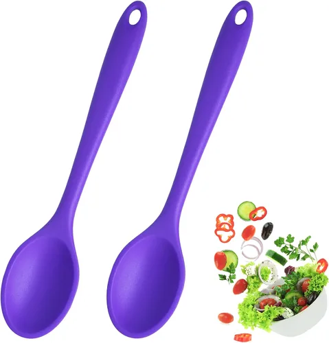 Miniatura 11 de 2 cucharas de silicona para cocinar, resistentes al calor, cucharas de mezcla antiadherentes para cocina, hornear, agitar, mezclar, herramientas