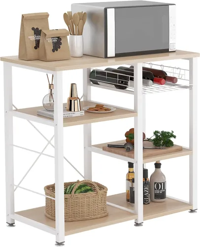 Miniatura 11 de SogesHome Estante de 4 niveles para microondas, estante organizador de almacenamiento de cocina, aperitivo de café para el hogar, cocina, sala