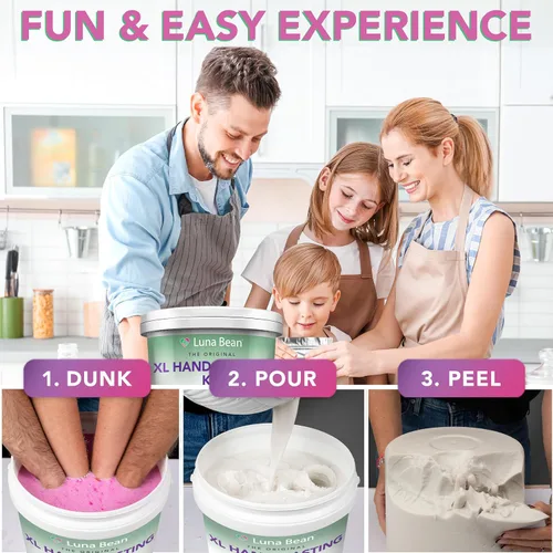 Miniatura 5 de Kit XL de moldeado de manos de familia Luna Bean – Kit de molde extra grande para familias, moldea hasta 6 manos – Ideas únicas de regalos