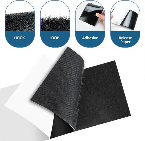 Miniatura 2 de Tiras adhesivas de cinta de velcro resistentes de 4.4 pulgadas x 15 pies, cierre reutilizable para el hogar, la oficina y las manualidades (negro)