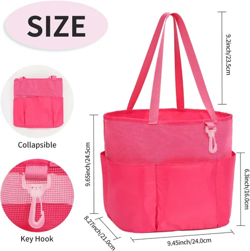 Miniatura 5 de Organizador de ducha de malla portátil, bolsa de aseo de viaje para mujeres y hombres, bolsa de ducha de gran capacidad, bolsa de baño de secado