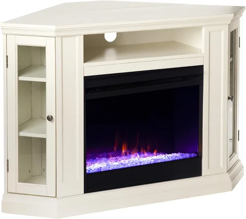 Miniatura 11 de SEI Furniture Claremont Chimenea de esquina eléctrica convertible que cambia de color, color cereza