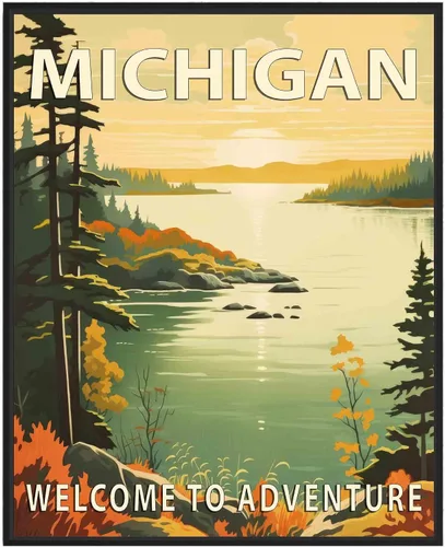 Miniatura 27 de Póster artístico de Alaska, decoración artística de paisaje retro de Estados Unidos, pintura de montaña y paisaje de aventura para dormitorio, sala