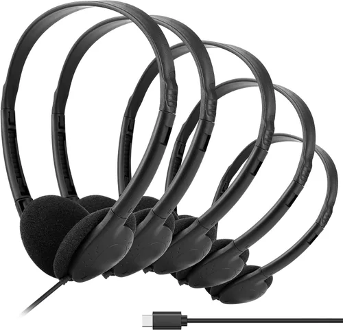 Auriculares USB tipo C a granel para niños, aula, escuela, paquete de 10, auriculares USB C con cable para escuela, estudiantes y niños, compatibles