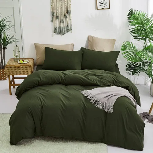 Miniatura 309 de CLOTHKNOW - Juego de edredón verde militar tamaño completo de 3 piezas, juego de ropa de cama verde oscuro, edredón suave con 2 fundas de almohada