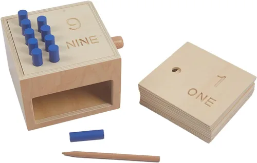 Miniatura 5 de Adena Montessori Juguetes Juego de clavijas de madera para contar del 1 al 10 con números, caja de clavijas y clavijas de volcar – Juguete educativo