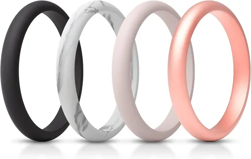 Miniatura 36 de ThunderFit - Realzadores de anillos de silicona delgados y apilables para mujer, alianzas de boda de silicona, 2.5 mm de ancho y 2 mm de grosor