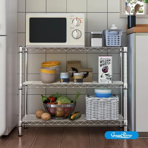 Miniatura 7 de Guan River Estantería de Alambre de Metal Ajustable de 3 Estantes para Almacenamiento para Oficina, Cocina, Dormitorio, Baño, Lavandería, Despensa