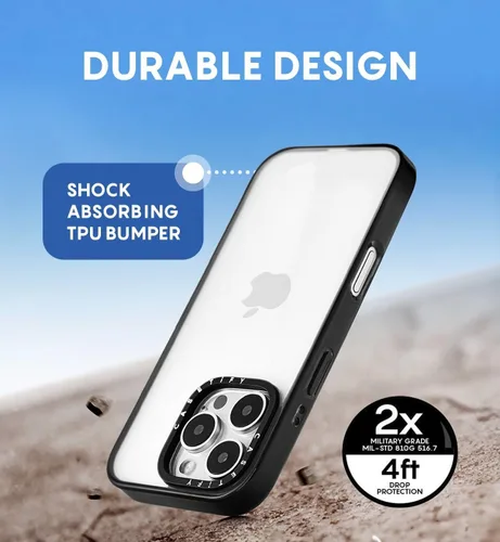 Miniatura 5 de CASETIFY Funda compacta para iPhone 13 [protección contra caídas de grado militar 2X de 4 pies/delgada/ligera] - Cinta de conejo - Negro transparente