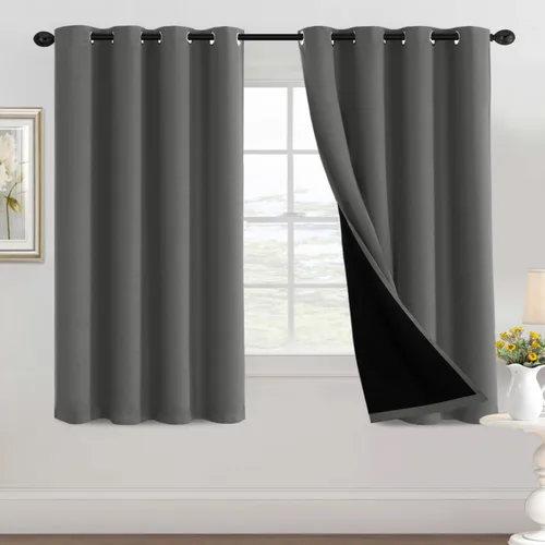 Miniatura 46 de H.VERSAILTEX Cortinas 100% de opacidad para dormitorio, con aislamiento térmico, cortinas opacas completas para sala de estar, cortinas de ventana