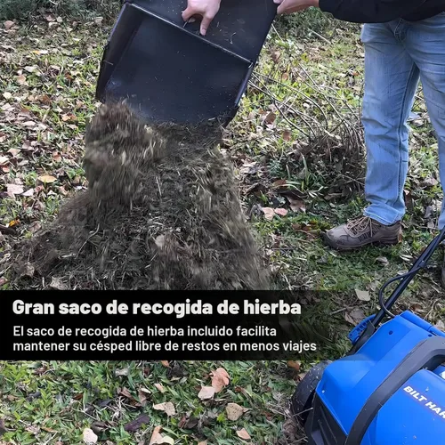 Miniatura 5 de BILT HARD Descompactador Escarificador eléctrico de 16 pulgadas, motor de cobre de 15 amperios, ajuste de profundidad de 5 posiciones, bolsa de paja