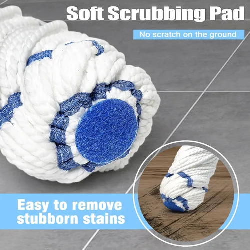 Miniatura 4 de NEWE Trapeador giratorio para limpieza de suelos, mopa de microfibra mejorada de 18 pulgadas de ancho, mango largo de 55 pulgadas de largo para Azul