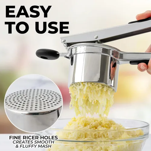 Miniatura 2 de Zulay Kitchen Ricer de papas grande de 15 onzas, triturador de papas de acero inoxidable resistente y triturador para puré de papas, triturador