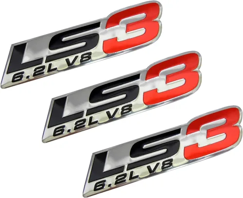 LS3 6.2L V8 Emblemas de motor rojo altamente pulido aluminio cromado plateado compatible con Chevy Chevrolet Pontiac Holden vehículos especiales HSV
