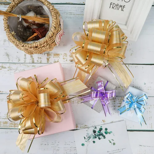 Miniatura 6 de 10 lazos grandes para envolver regalos, lazo con cinta para cestas de regalo de boda, lazos de envoltura de regalo de fiesta, lazos de decoración