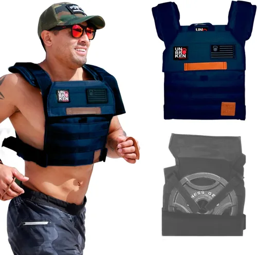 UNBROKENSHOP - Chaleco con peso ajustable, WOD CrossFit, soporte de placas de peso para entrenamiento de fuerza y resistencia y correr. Para hombres