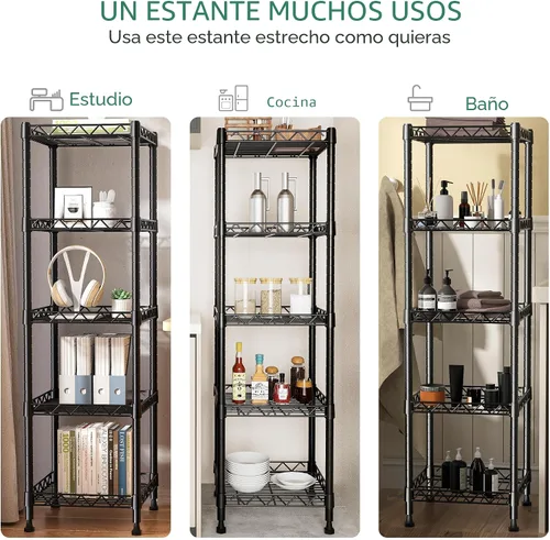 Miniatura 4 de GIOTORENT Unidades de Estantería Metálica de Pie de 5 Niveles, Estante de Alambre de Altura Ajustable Rack de Exhibición para Lavandería Baño Cocina
