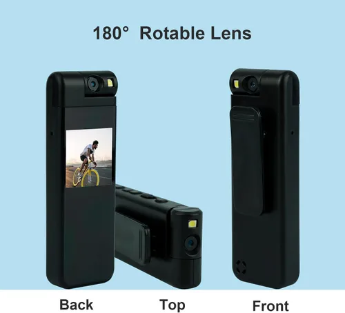 Miniatura 4 de Cámara de cuerpo pequeño 1440P HD Body Video Cam Pantalla de 1.3 "Tarjeta TF 64GB TF Clip de lente giratorio en el sombrero de bolsillo Casquillo