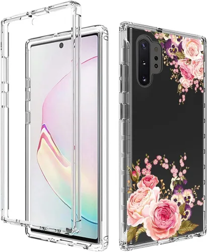 Miniatura 6 de Funda para Galaxy Note 10 Plu/Note 10+ 5G SM-N975U con protector de pantalla de vidrio templado, carcasa rígida de diseño floral de cuerpo completo