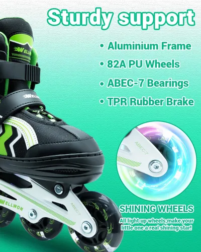 Miniatura 2 de Patines en línea para niños y niñas de 6 a 12 años, patines ajustables para principiantes con ruedas iluminadas para niños, jóvenes y adolescentes
