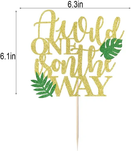 Miniatura 3 de A Wild One is on the Way - Decoración para tartas con temática de animales de la selva, decoración temática tropical hawaiana, baby shower, fiesta