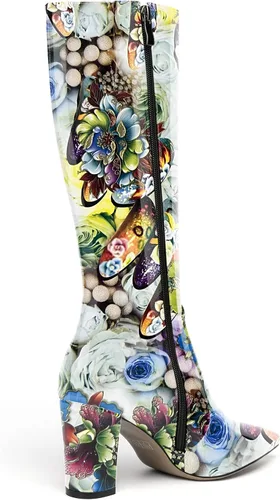 Miniatura 145 de AMBELIGHT Botas altas hasta la rodilla con cremallera y puntera puntiaguda para mujer, de patente sólida, tacón alto, 3.3 pulgadas