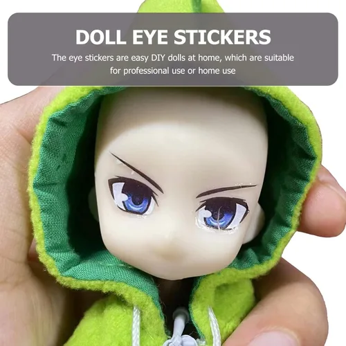 Miniatura 8 de EXCEART Calcomanías para ojos de muñeca con calcomanías de agua para cejas, 8 hojas de estilo mixto para bricolaje, muñeca de arcilla, maquillaje