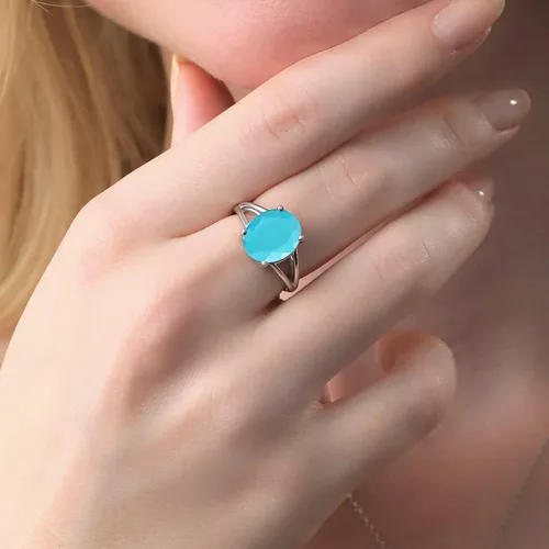 Miniatura 60 de Gem Stone King Anillo solitario con piedra preciosa de 3.00-7.00 quilates Plata de ley 925 Ovalado de 0.47 x 0.49 pulgadas Anillo