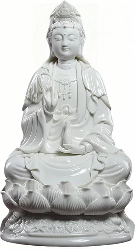 Miniatura 7 de Estatua de Guan Yin en Lotus – Estatua budista rosa de Kuanyin/Budismo – Los mejores regalos chinos de Feng Shui (11 pulgadas)
