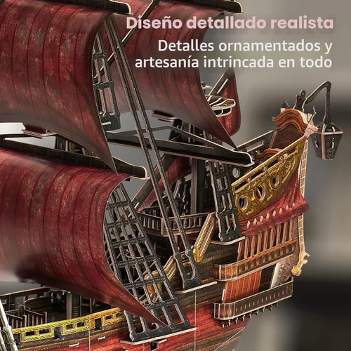 Miniatura 5 de CubicFun Rompecabezas 3D para adultos y niños, la venganza de la reina roja Anne's Revenge, 391 piezas, decoración del hogar, arte y manualidades