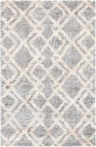 SAFAVIEH Berber Shag Collection - Alfombra decorativa, 2 x 4 pies, diseño marroquí, color gris y crema, no desprende pelusa y de fácil cuidado, 1.2