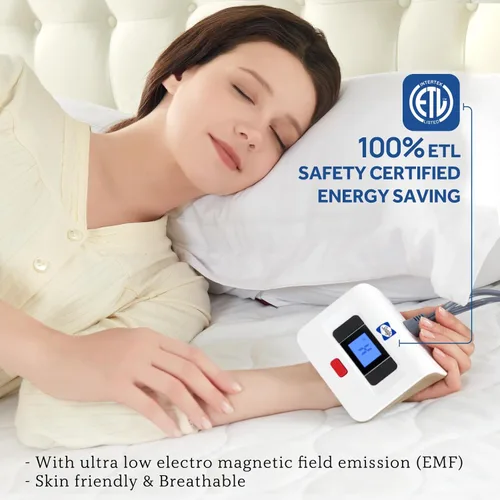 Miniatura 9 de Sealy Almohadilla de colchón con calefacción tamaño California King, calentador de cama eléctrico acolchado de lujo con doble controlador, 10