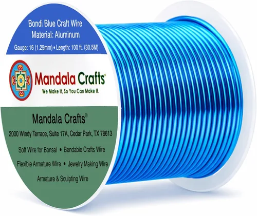 Miniatura 125 de Mandala Crafts - Alambre de aluminio anodizado de 8 calibre para hacer joyas - 9.75 m de alambre flexible negro colorido - Flexible para bonsái