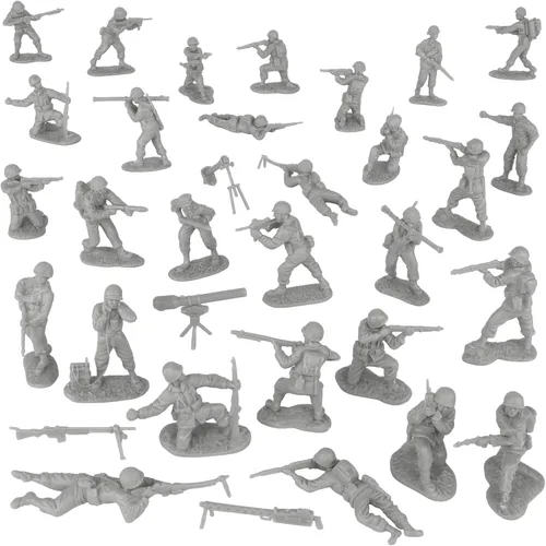 Miniatura 5 de BMC CTS Segunda Guerra Mundial Soldados de plástico del ejército de infantería estadounidense - 33 piezas de soldados grises 1:32