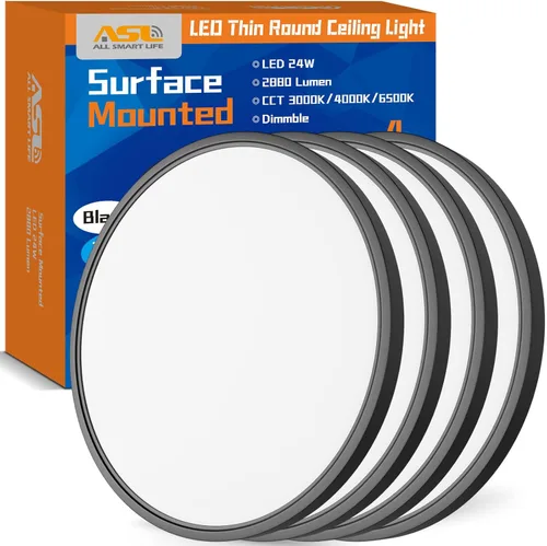 Miniatura 12 de Allsmartlife - Juego de 2 lámparas de techo empotradas, lámpara de techo LED redonda regulable CCT 3000K/4000K/6500K, lámparas de 24W de 12 pulgadas
