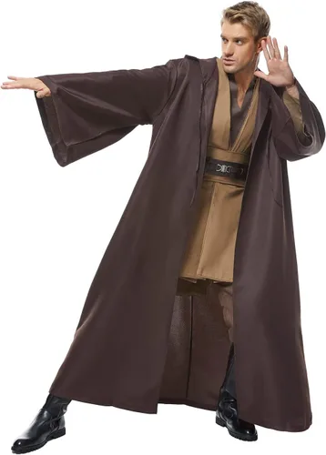 Miniatura 2 de CosplaySky Disfraz para adultos, túnica con capucha, uniforme de color marrón