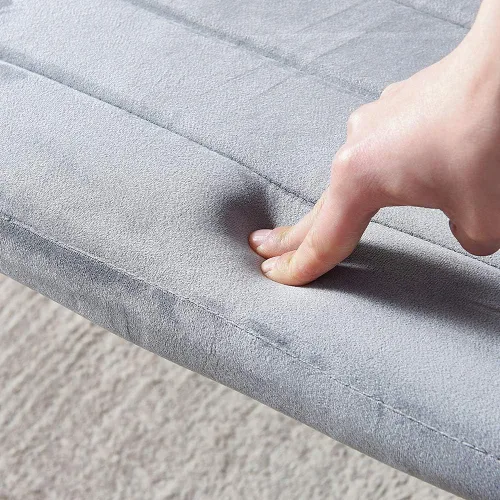 Miniatura 4 de Juego de 4 sillas de comedor modernas, juego de sillas de cocina de terciopelo gris tapizadas con marco de metal para apartamentos pequeños y comedor
