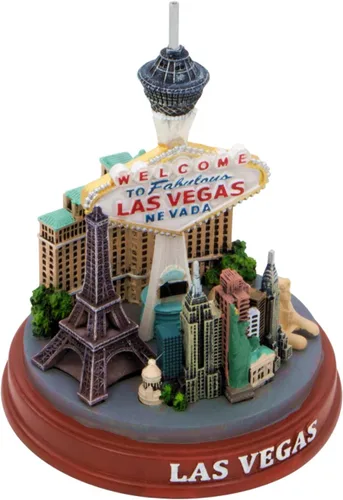 Miniatura 3 de Señal y estatua de Las Vegas con horizonte y puntos de referencia modelo (5 pulgadas)
