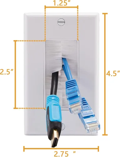 Miniatura 2 de Sing Gang - Placa de pared con soporte de montaje de bajo voltaje, paquete de 2, placa frontal de paso para cable de altavoz, cable coaxial, cable