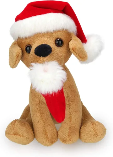 Miniatura 12 de Plushland Pawpal de Navidad con sombrero de Papá Noel, animales de peluche, marioneta de peluche de 8 pulgadas para niños, un regalo perfecto