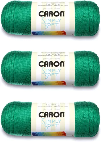 Miniatura 20 de Caron Simply Soft - Hilo verde militar, paquete de 3 unidades de 6.00 oz/6 onzas, 100% acrílico, peinado #4 (mediano), 315 yardas, tejido/ganchillo