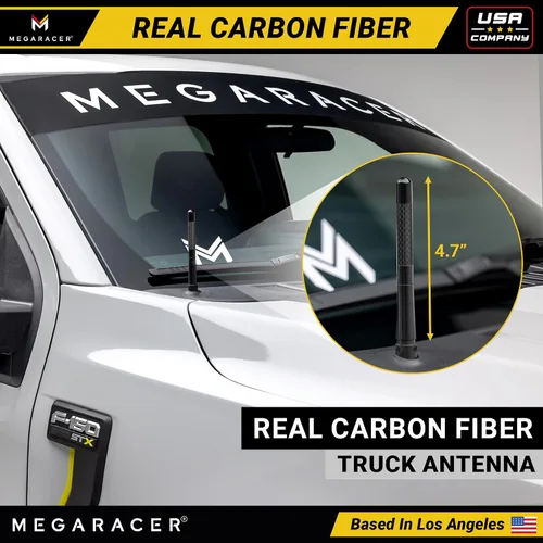 Miniatura 2 de Antena corta de fibra de carbono negra de 5 pulgadas para Ford F150 F250 Bronco RAM 1500 Chevy Silverado GMC Sierra Wrangler Gladiator Tundra Tacoma