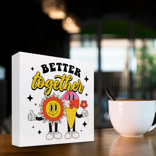 Miniatura 4 de Better Together - Cartel de madera de verano para el hogar, dormitorio, oficina, granja, estantería, decoración de escritorio de pared