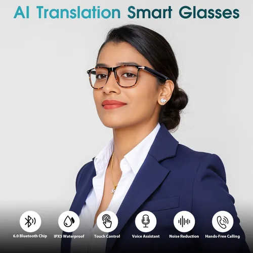Miniatura 2 de Al - Lentes inteligentes para hombres y mujeres, lentes de traducción Bluetooth con 164 idiomas, lente de cambio de color, música y llamadas