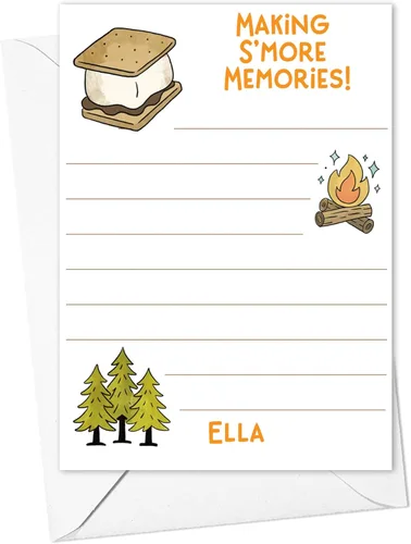 Miniatura 15 de Sleepaway - Tarjetas planas forradas para campistas, papelería para campamento de dormir para niños y niñas, juego de 10 tarjetas y sobres