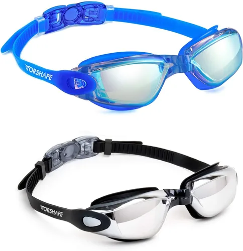 Miniatura 21 de Gafas de natación: paquete de 2 gafas de natación antivaho, sin fugas, protección UV, para adultos, hombres, mujeres, jóvenes Azul & blanco